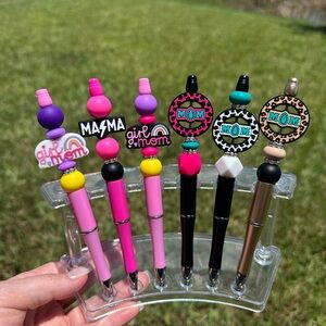 2/$14 silicone beaded pens - Mom themed